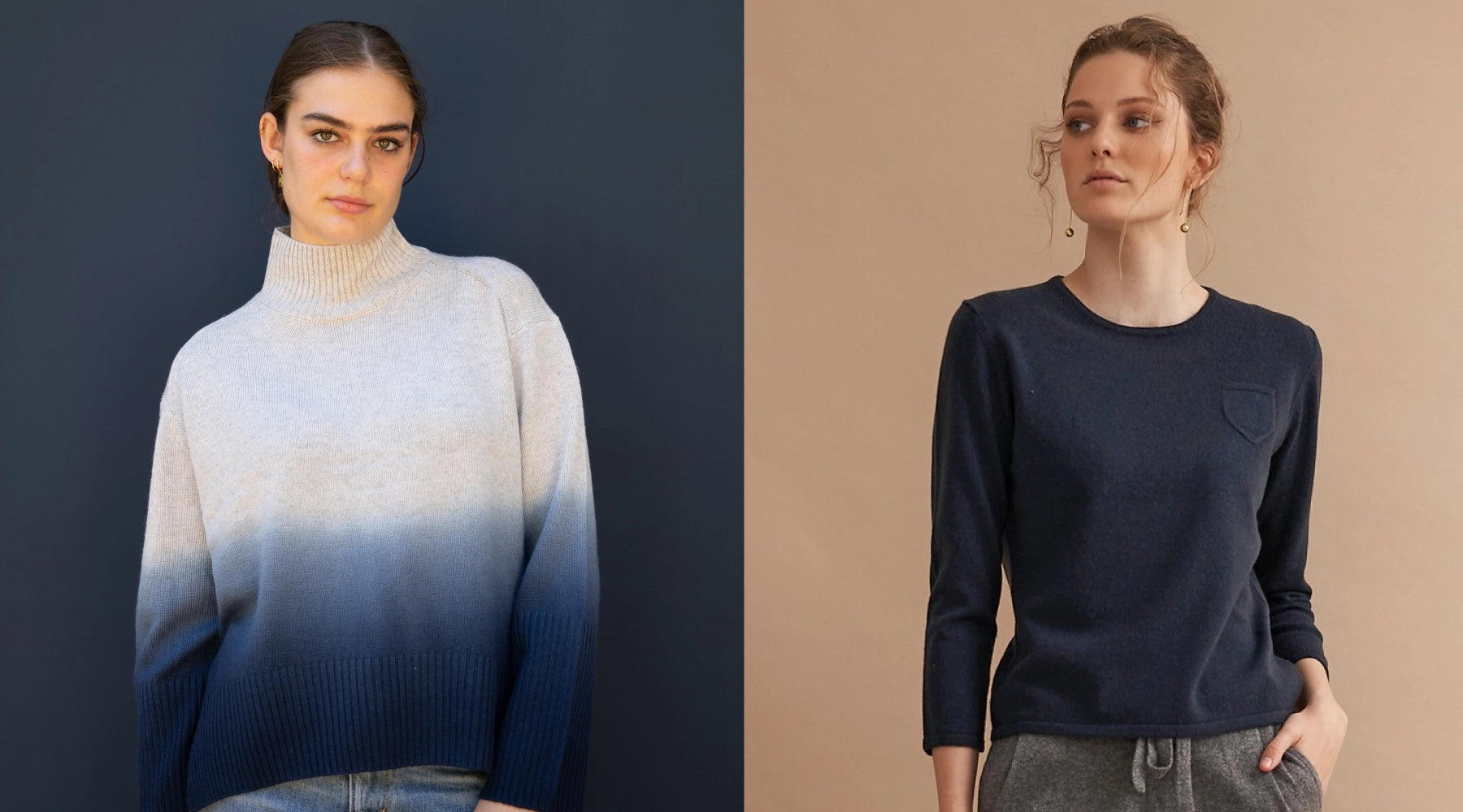 Navy blue 2025 cashmere sweater womens