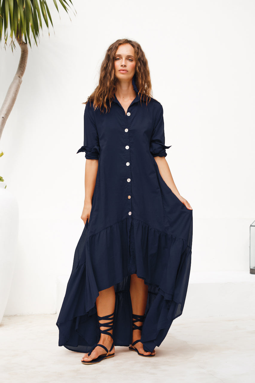Erika Pena Eva Shirt Dress in Navy HARPERS EMPORIUM Erika Pena Eva Shirt Dress in Navy HARPERS EMPORIUM