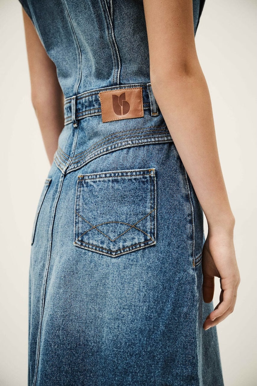 bash denim dress The FIX Women's Light Wash Mini Denim Dress