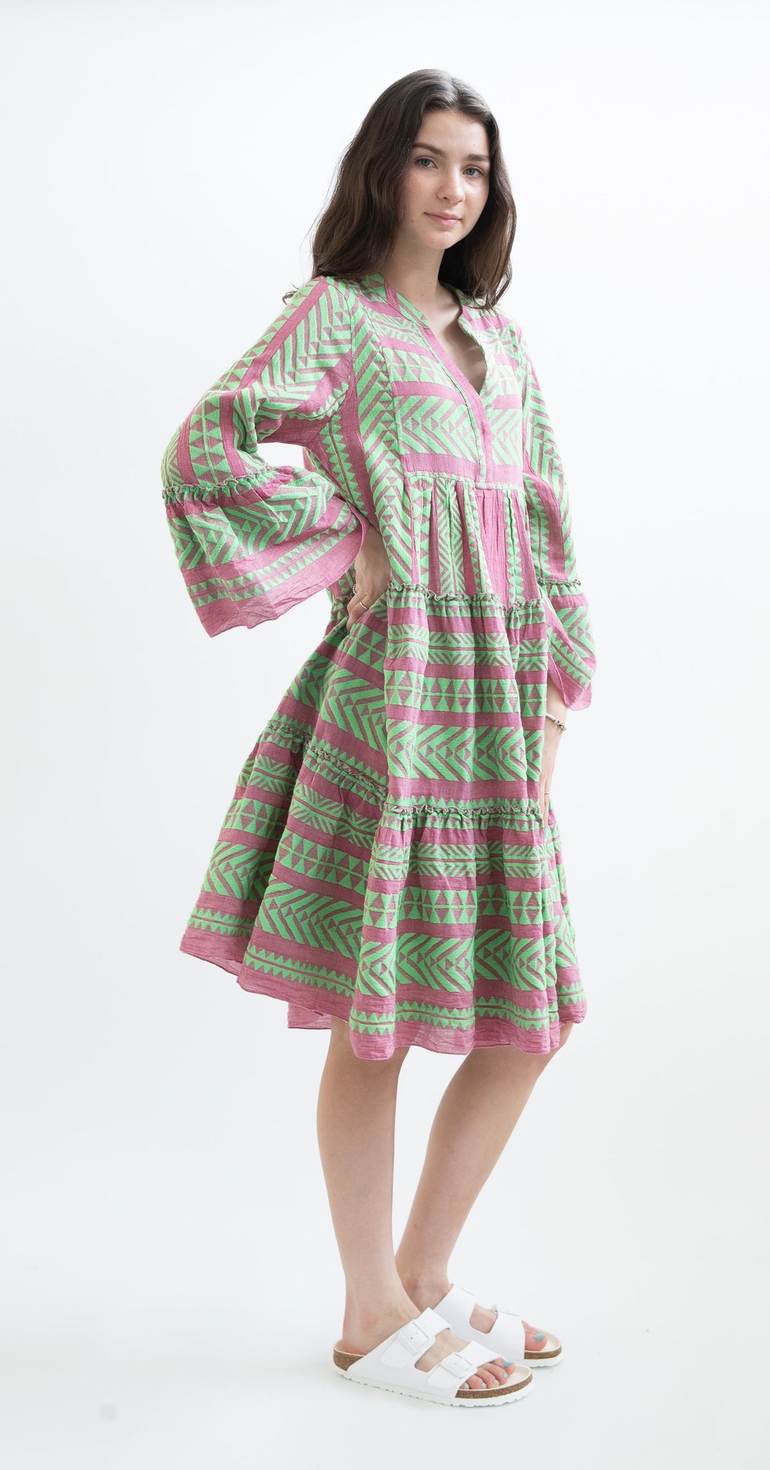 Devotion Twins Ella Midi Dress in Green and Fushia – HARPERS